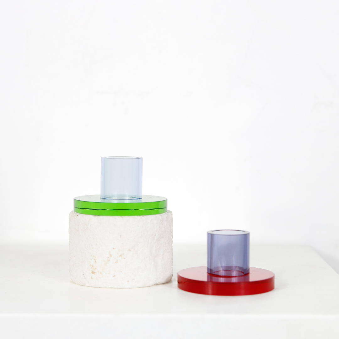 Bougeoir en verre bicolore DEBEAULIEU