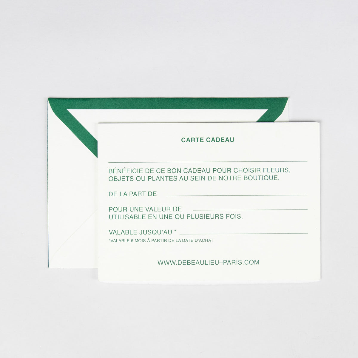 Carte cadeau Noël DEBEAULIEU PARIS