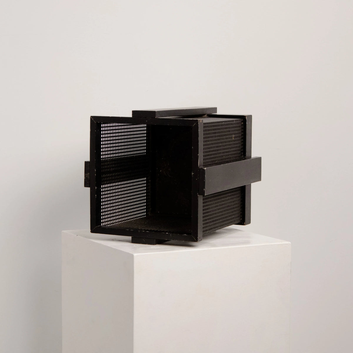 Black Openwork Cube Pot