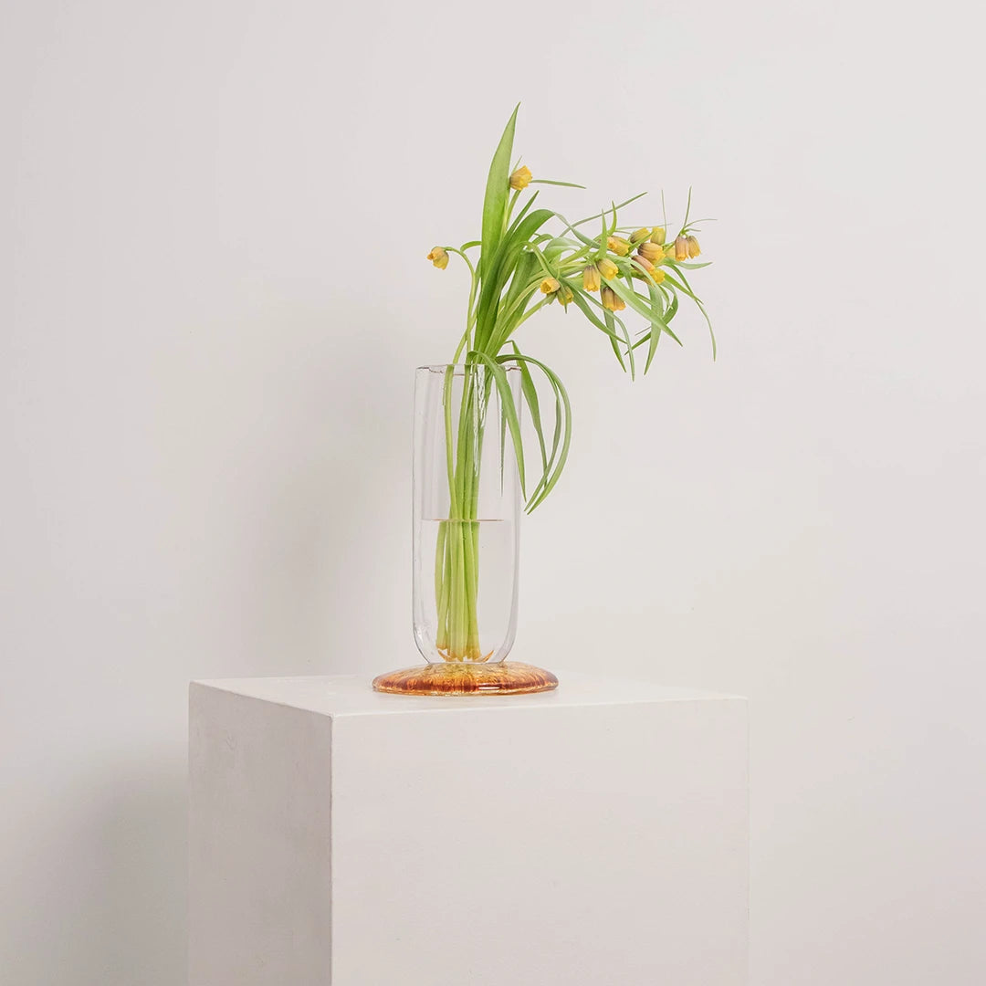 Vase cylindrique droit avec pied ambré L&S EDG