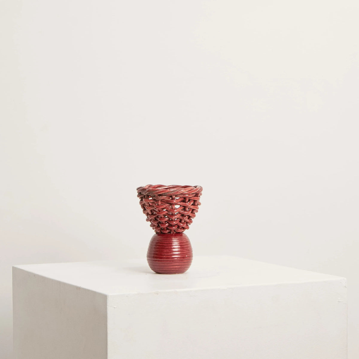 Soliflore Tressé en Céramique Rouge DEBEAULIEU