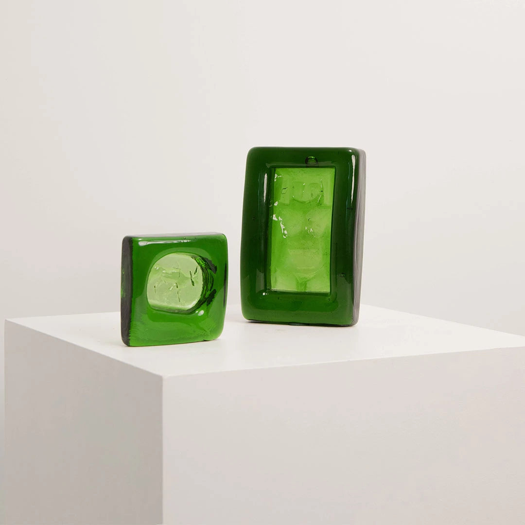 Vide-Poche Carré en Verre Massif Vert Émeraude DEBEAULIEU